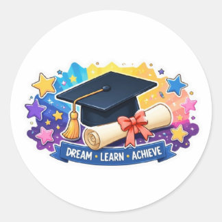 graduational cap and diploma sticker