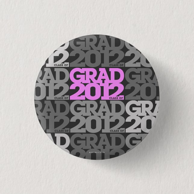 Graduations 2012 Button Pink Black Pattern (Front)