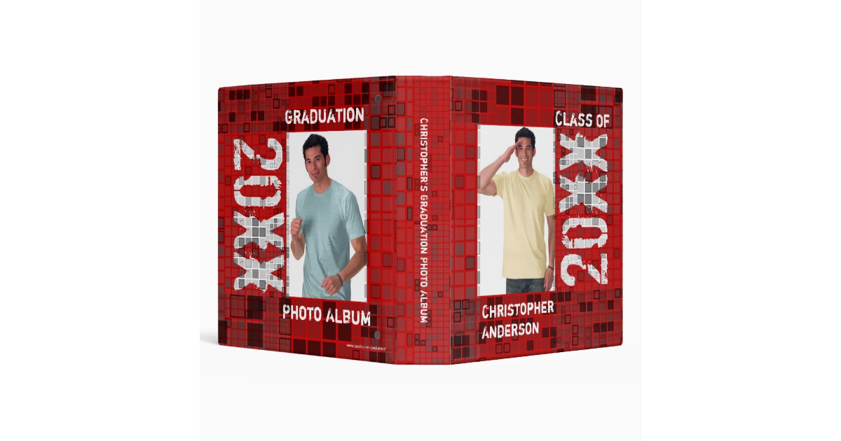 Graduations Photo Album Binder Red Mosaic