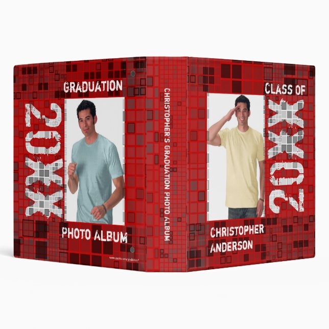 Graduations Photo Album Binder Red Mosaic (Background)
