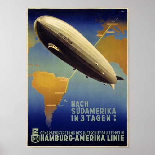 Graf Zeppelin Vintage Poster Restored