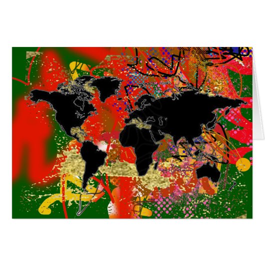 Graffited World Map Cards (Front Horizontal)