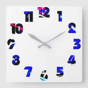 Graffiti 13 Number Overlay wcm Square Wall Clock