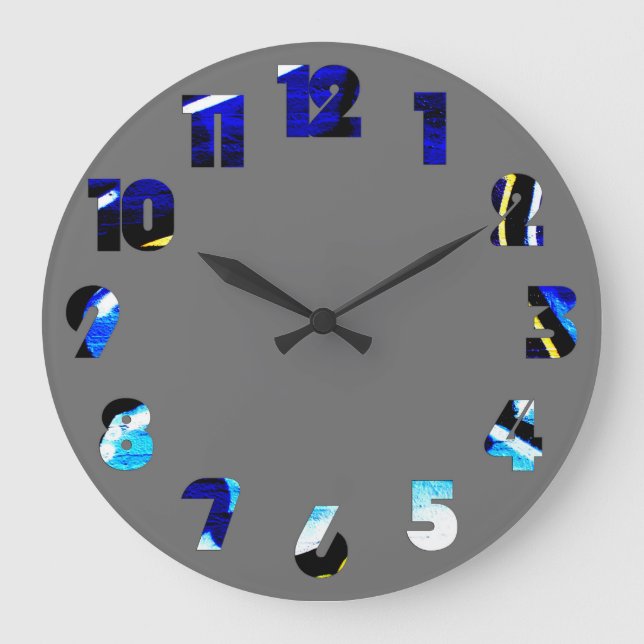 Graffiti 15 Number Overlay wccnm Large Clock (Front)