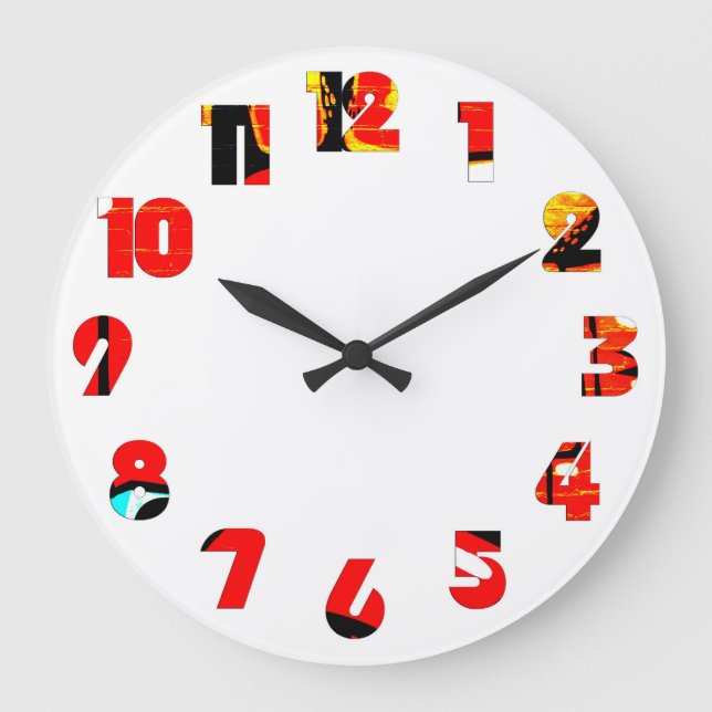 Graffiti 19 Number Overlay wccnm Large Clock (Front)