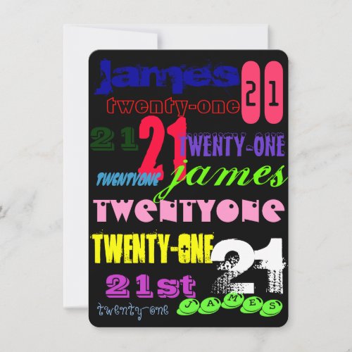 Graffiti 21st on Black Custom Announcements