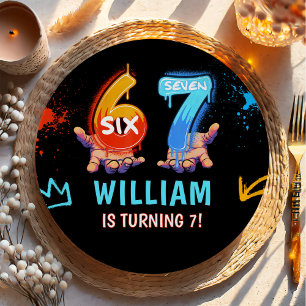 Graffiti 6 7 Meme Trend Six Seven Birthday Party Paper Plates