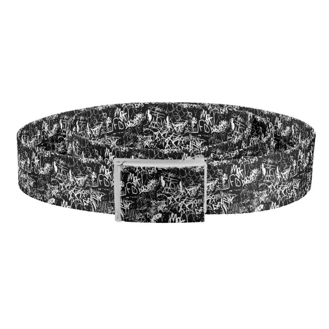 Graffiti Abstract Collage Print Pattern Belt (Coil)