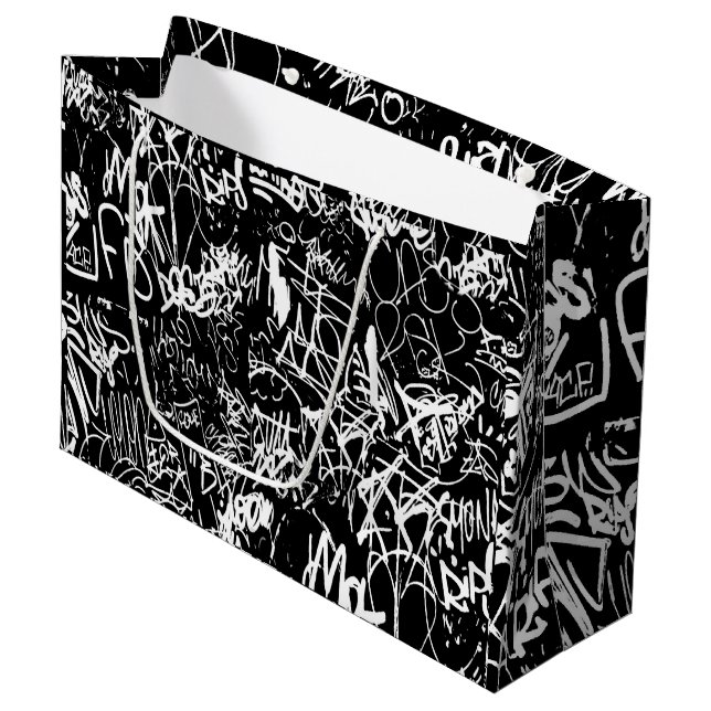 Graffiti Abstract Collage Print Pattern Large Gift Bag (Front Angled)