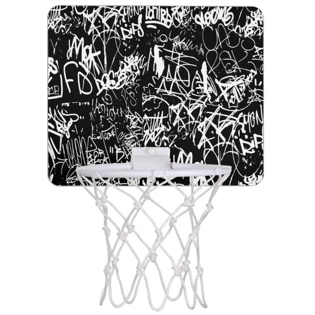 Graffiti Abstract Collage Print Pattern Mini Basketball Hoop (Front)