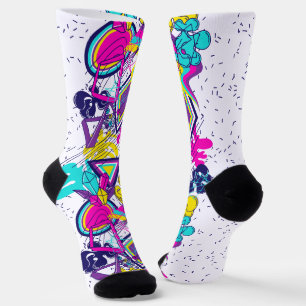 Graffiti abstract colourful pattern active sport socks