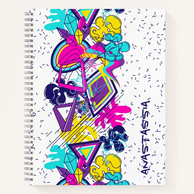Graffiti abstract colourful pattern with your NAME Notebook (Front)
