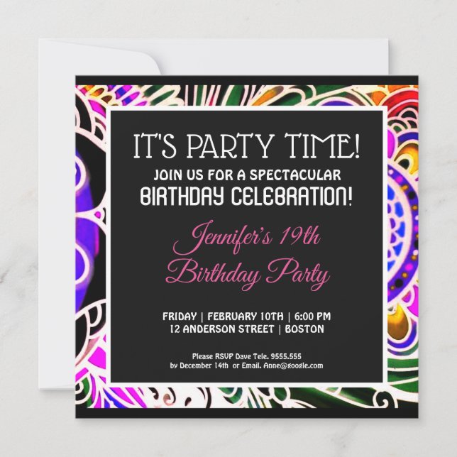 Graffiti Abstract Flower Birthday Invitation (Front)