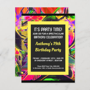 Graffiti Abstract Letters Birthday Invitation