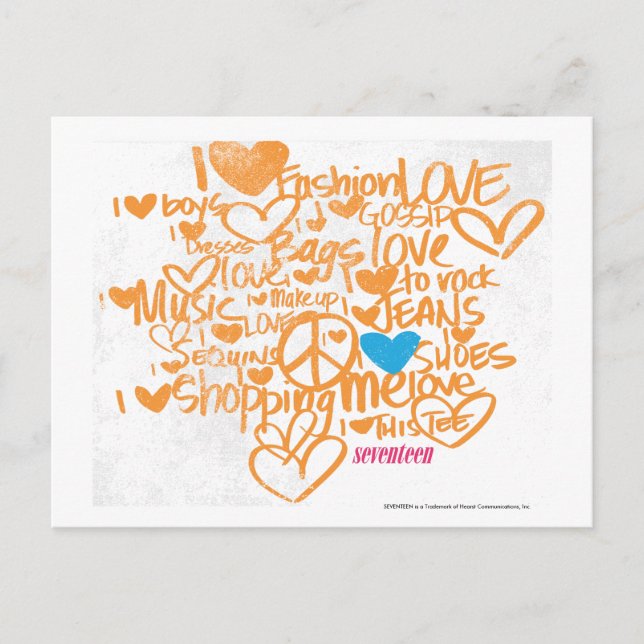 Graffiti Aqua/Orange Postcard (Front)