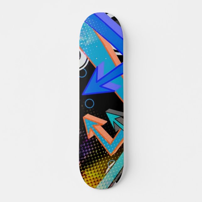 Graffiti Arrows and Halftone Effect Skateboard Deck (Front)