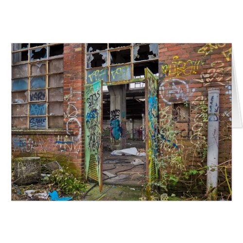 Graffiti Art  Abandoned Building Blank Card