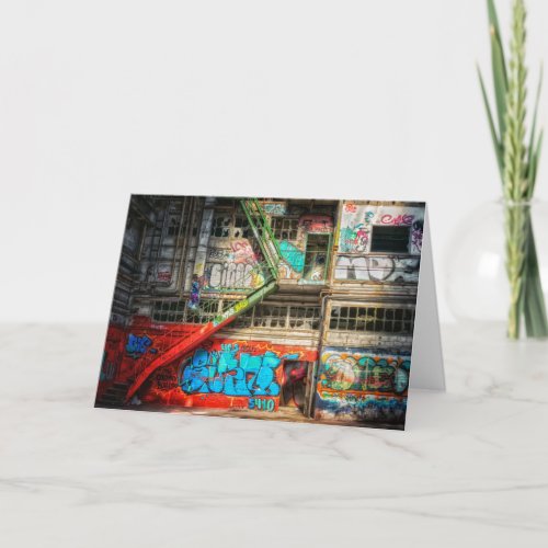 Graffiti Art  Abandoned Building Missing You Card