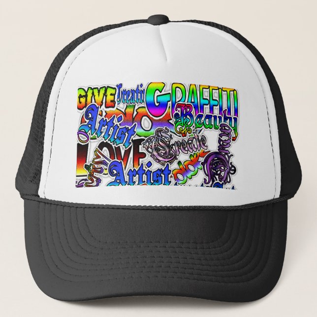 Graffiti Art Black and White and Colorful Hat (Front)