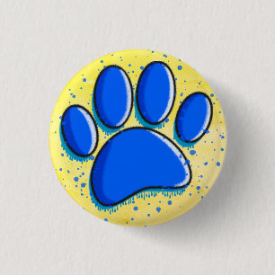 Graffiti Art Dog Paw Print Ink Splatter Button