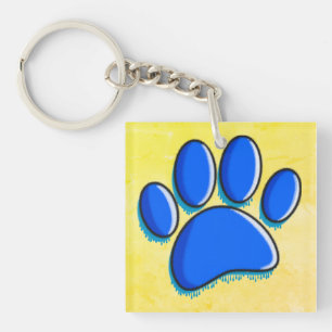 Graffiti Art Dog Paw Print Keychain