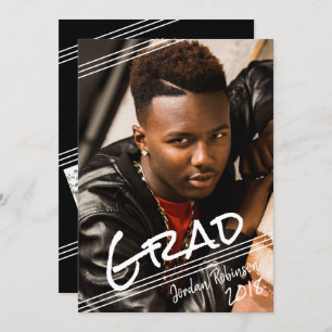 Graffiti Art Hand Lettered GRAD Photo Graduation Invitation