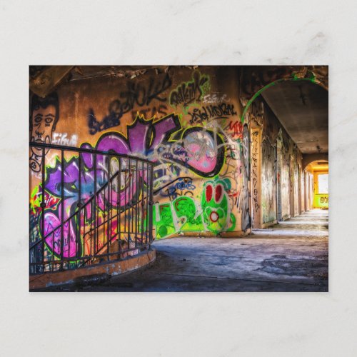 Graffiti Art Lost  Abandoned Building Postcard