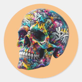 Graffiti Art Skull Classic Round Sticker
