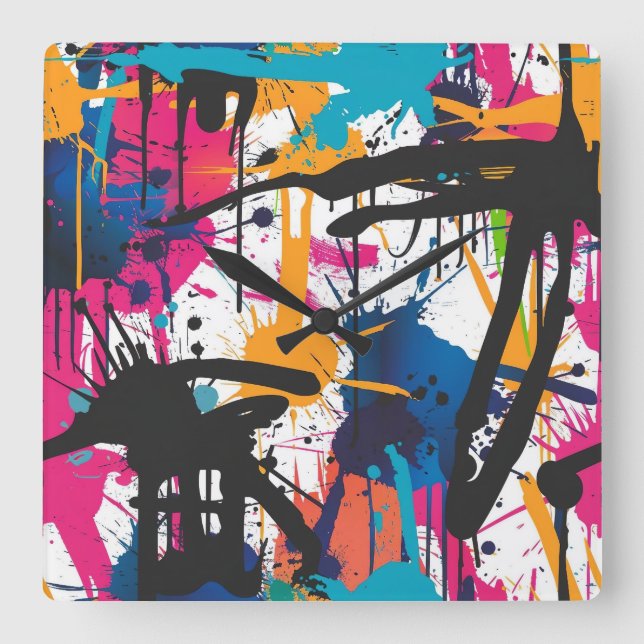 Graffiti Art Square Wall Clock (Front)