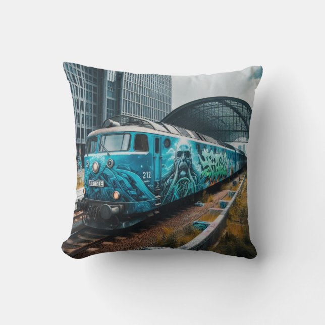 Graffiti Art Throw Pillow (Front)
