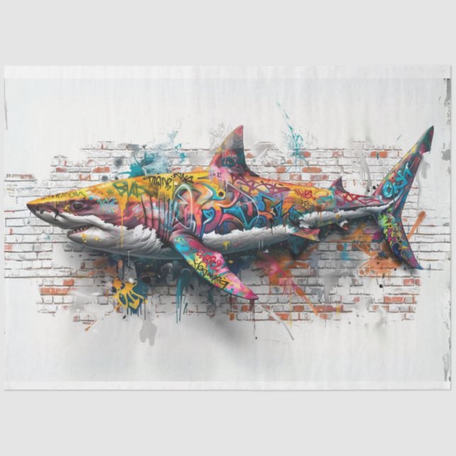 Graffiti Art Whale Decoupage  Tissue Paper (Front)