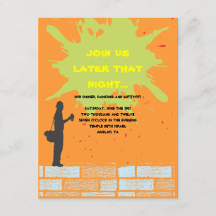 Graffiti Artist Bar Bat Mitzvah Invite Party Card