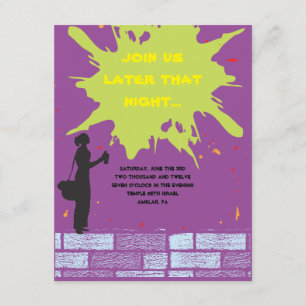 Graffiti Artist Bar Bat Mitzvah Invite Party Card