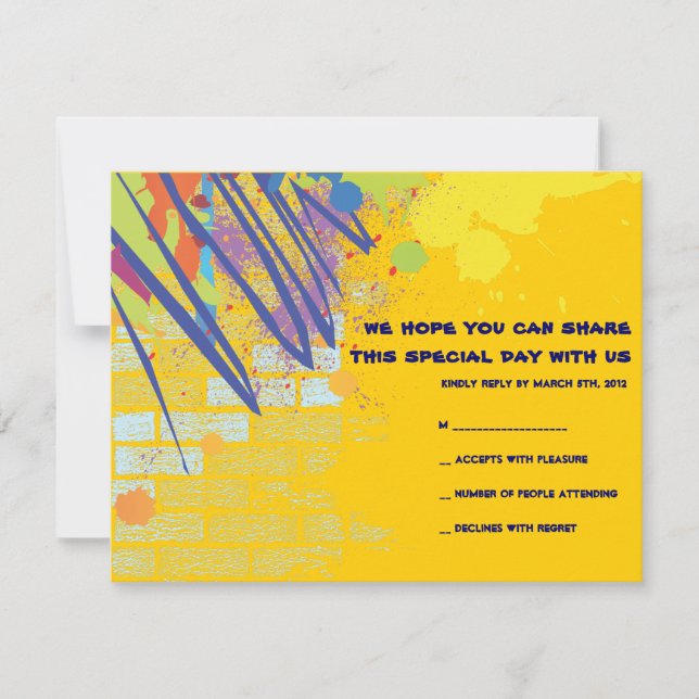 Graffiti Artist Bar Bat Mitzvah Invite Reply Card (Front)