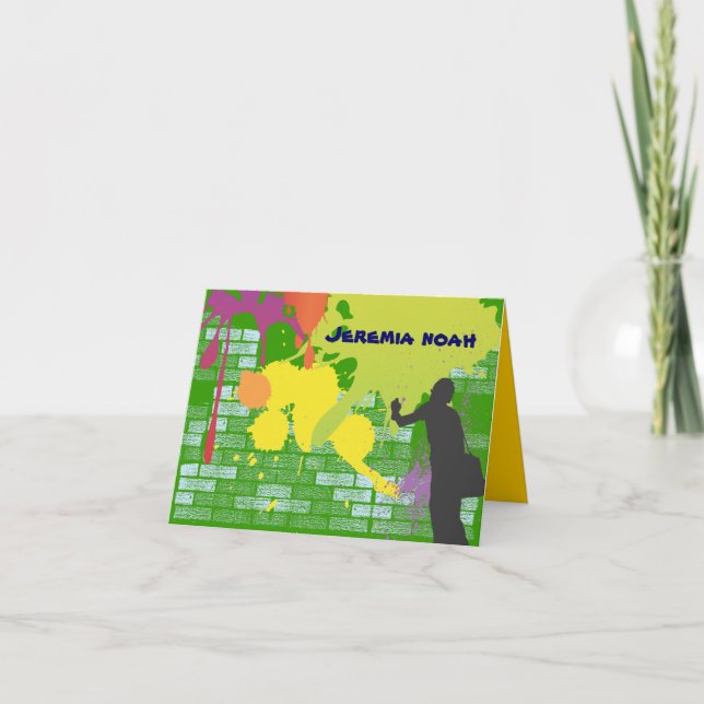 Graffiti Artist Bar Bat Mitzvah Thank You Card (Front)