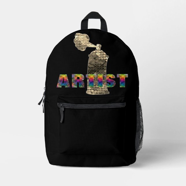 Graffiti Artist Colorful Spray Can Backpack (Front)
