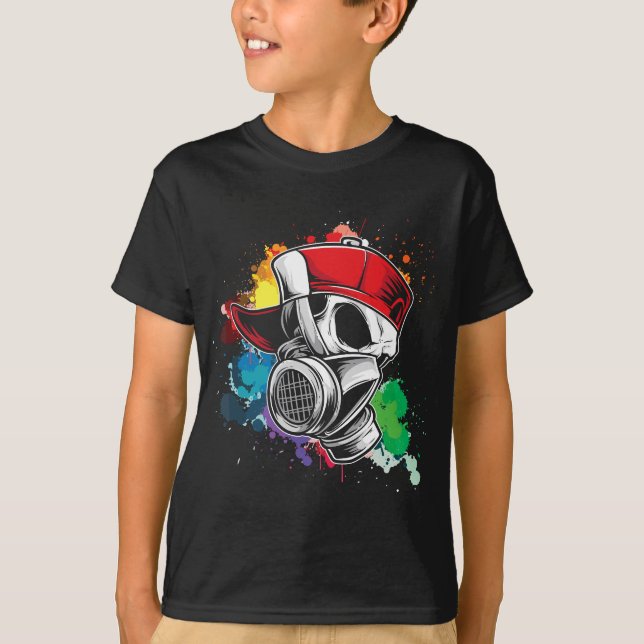 Graffiti Artist Gas Mask Spray Paint Graffiti Tag  T-Shirt (Front)