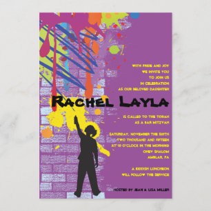 Graffiti Artist Girl Bat Mitzvah Invitation