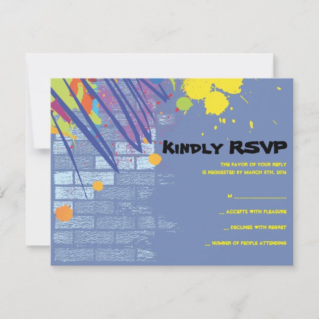 Graffiti Artist Girl Bat Mitzvah Invite Reply Card (Front)