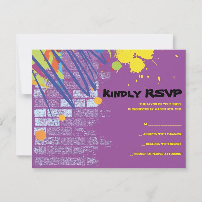 Graffiti Artist Girl Bat Mitzvah Invite Reply Card (Front)
