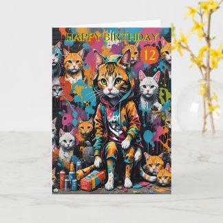 Graffiti Artist Legend Cat 12-Year-Old Birthday Card