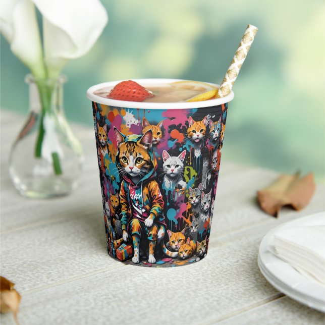Graffiti Artist Legend Cat Birthday Paper Cups (Insitu)