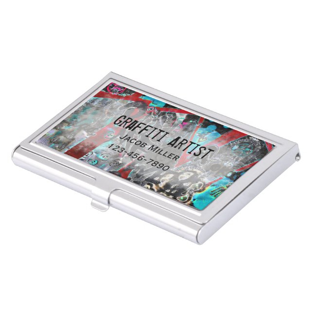Graffiti Artist Modern Grunge Urban Street Business Card Case (Front)