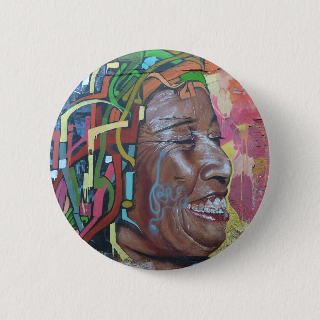 Graffiti Artwork Face Pinback Button (Front)