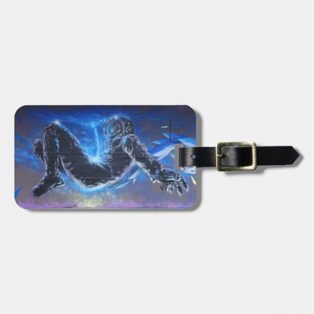 Graffiti Astronaut Hit By Tornado Luggage Tag (Front Horizontal)