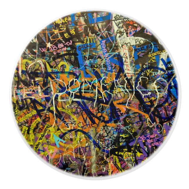 Graffiti Background Ceramic Knob (Front)