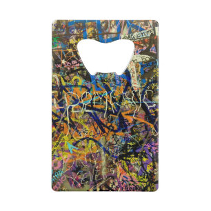 Graffiti Background Credit Card Bottle Opener