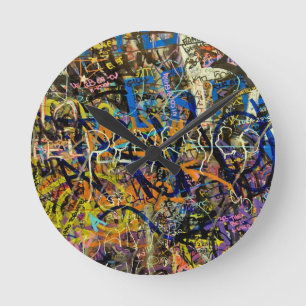 Graffiti Background Round Clock