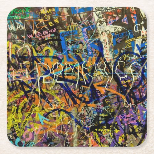 Graffiti Background Square Paper Coaster
