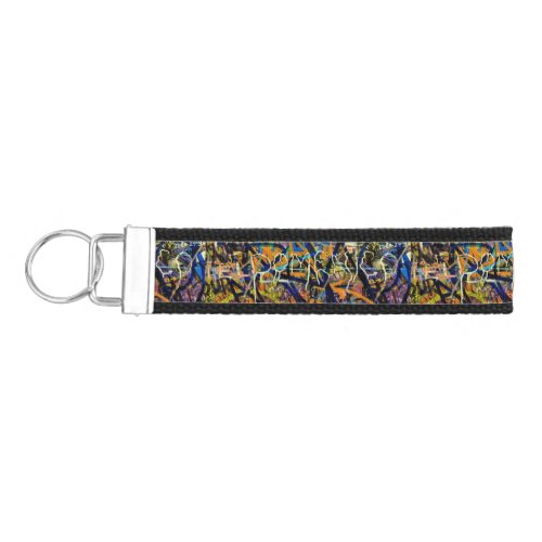 Graffiti Background Wrist Keychain